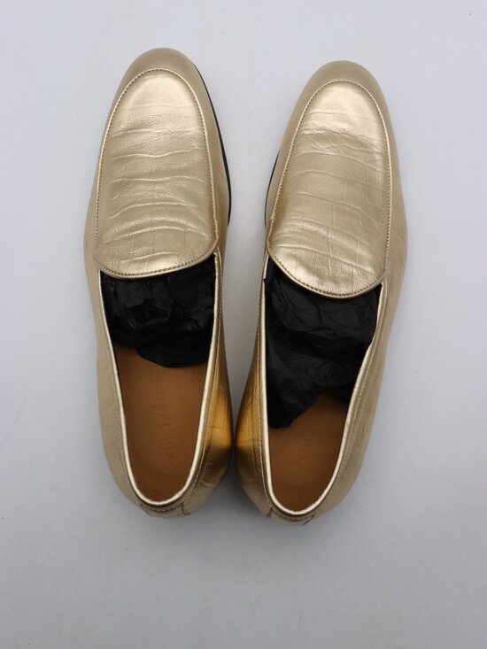 Paul Fredrick Loafers Men\'s US Size 11 M Gold Leather Slip On Dress Shoes main image 9
